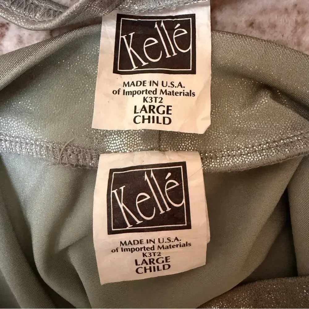 Kelle dance silver metallic high-Waist Bralette & brief 2-piece Set large child